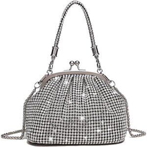 🆕Women A1-Silver Rhinestone Purse Sparkly Glitter Shoulder Bags for Party